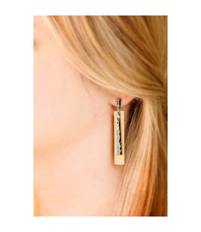 Double Rectangle Earrings - Gold & Silver