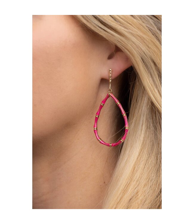 Pearlized Teardrop Earrings - Pink