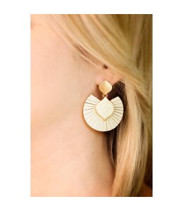 Suede Fan Earrings - Ivory