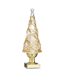 RAZ Imports Geometric Lighted Tree W/ Gold Swirling Glitter