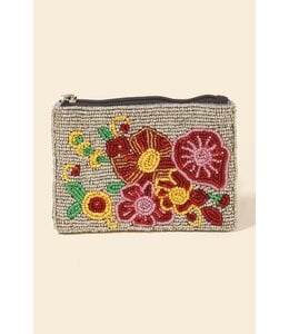 Floral Seed Beaded Pattern Coin Purse