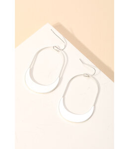 Thin Semi Circle Drop Earrings- Silver