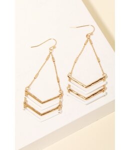 Chevron Cutout Drop Earrings - White