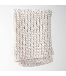 Tajik Home Chloe Cotton Chunky Knit Throw- Cream