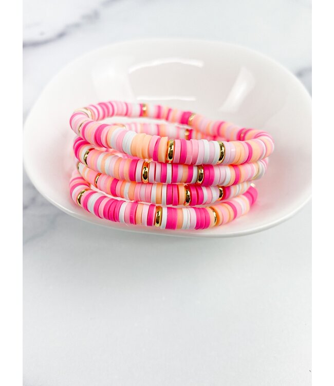 Heishi Small 6mm Color Pop Bracelet "Pink Peaches"