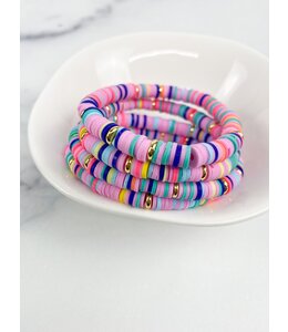 Heishi Small 6mm Color Pop Bracelet "Lavender Rainbow"