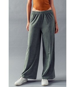 Alyssa Relaxed Fit Flare Pigment Pants - Sage Leaf