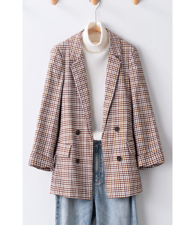 Multicolor Checkered Casual Blazer