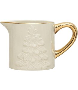 Creative Co-Op Holiday Embossed Stoneware Creamer