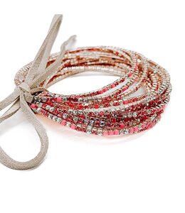 Rhinestone Stretch Bracelet Set - Pink