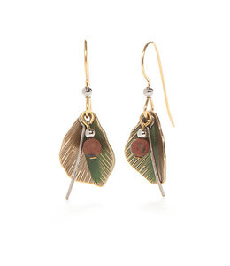 Silver Forest Textured Leaf Layered Earrings