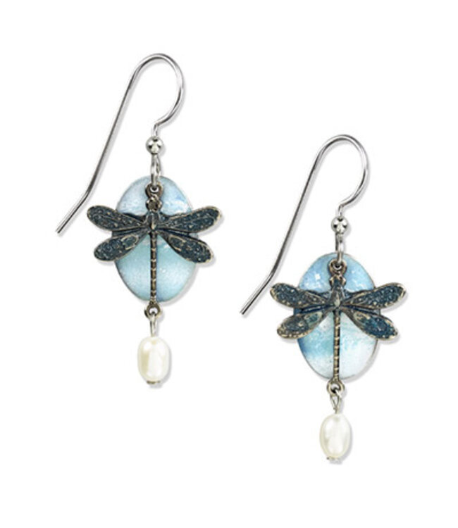 Silver Forest Layered Dragonfly Earrings