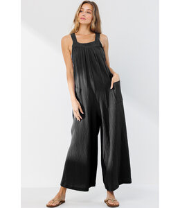 Cotton Gauze Solid Wide Leg Jumpsuit