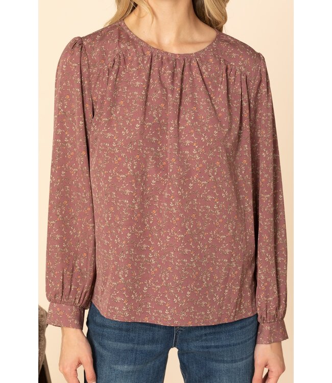 Floral Long Sleeve Peasant Blouse