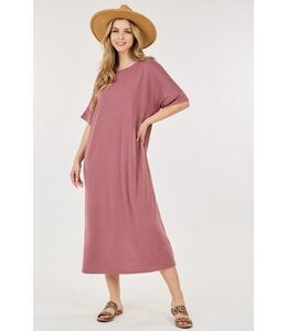 Basic Short Sleeve Boxy Maxi Dress