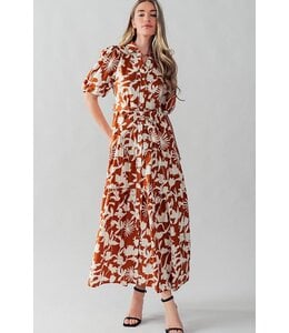 Button Down Floral Long Dress