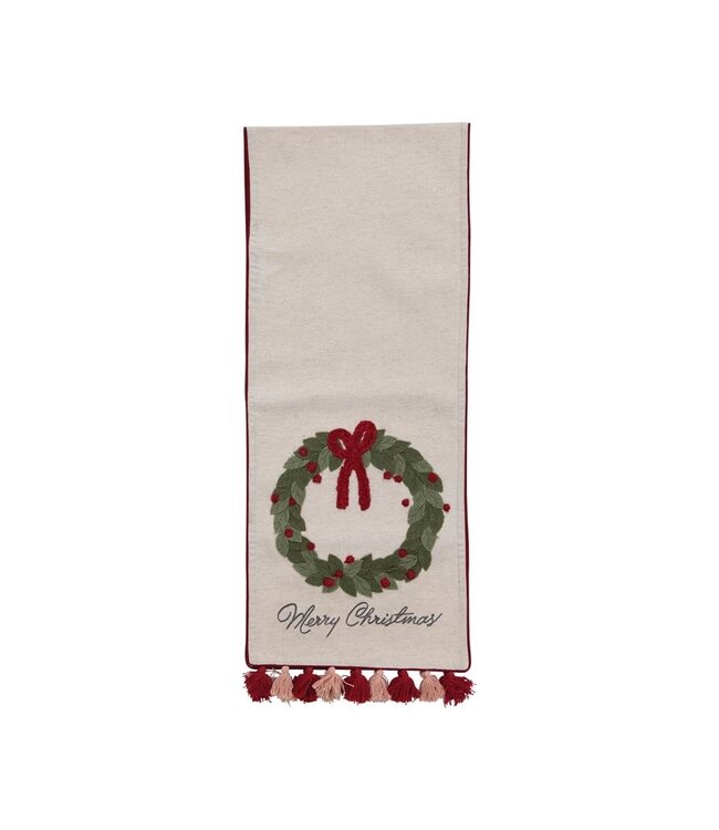 Creative Co-Op Cotton Printed Table Runner "Merry Christmas"