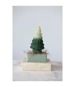 Creative Co-Op Glass Tree with Seed Beads, Frosted Green Ombre