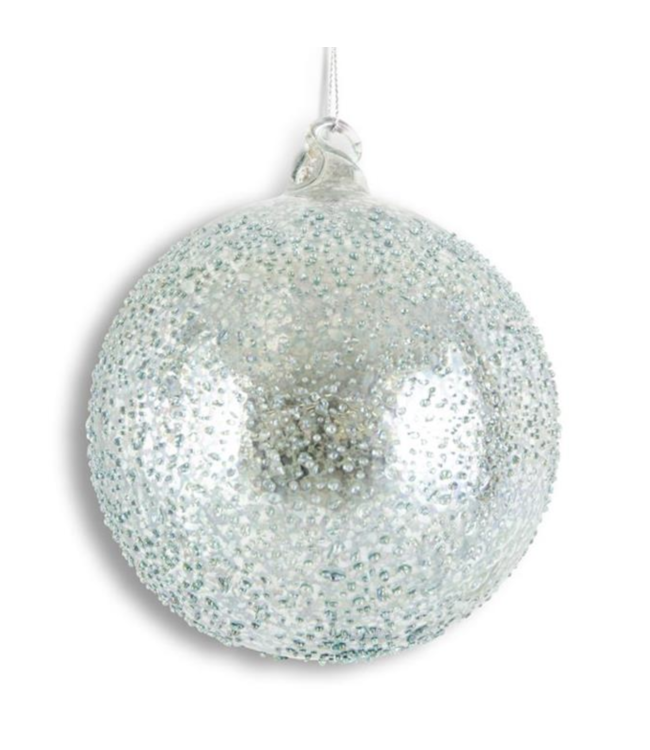 K&K Interiors Light Blue Textured Mercury Glass Round Ornament