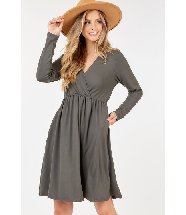 Dry Brushed Long Sleeve Dress