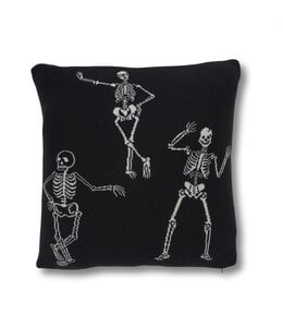 K&K Interiors Cotton Knit Black & Cream Skeleton Pillow