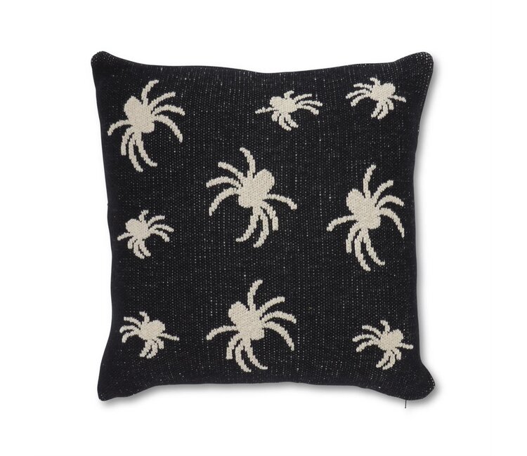 Cotton Knit Black Cream Spider Pillow Miss Daisy s Home Decor Co
