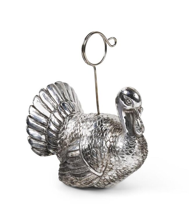 K&K Interiors Silver Resin Turkey Card Holder