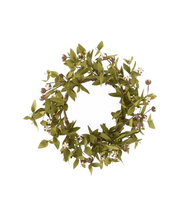 K&K Interiors Cream Bud W/Eva Foliage Candle Ring/Wreath