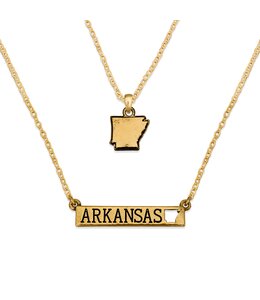 State of Arkansas Gold Double Down Necklace