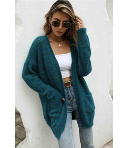 Fuzzy Eyelash Cardigan Sweater