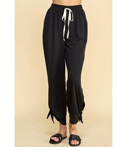 Women Side Split and Tie Jogger W Waist String