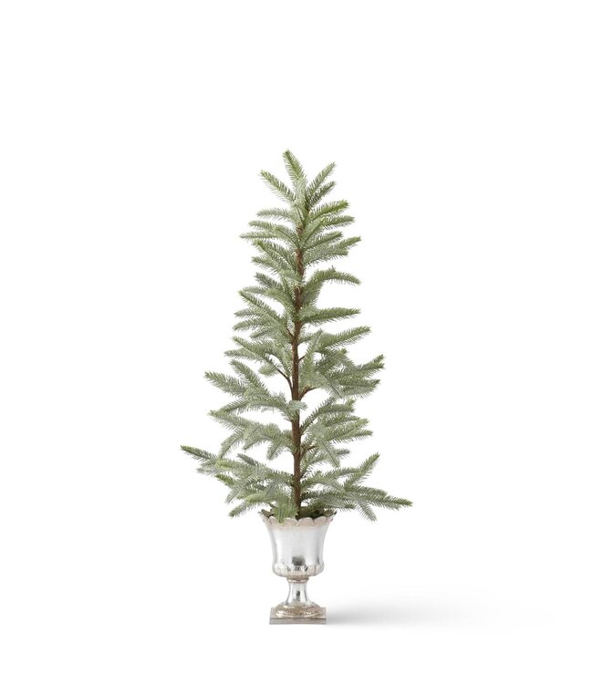 K&K Interiors Glittered Pine In Silver Urn