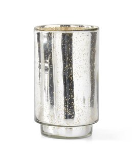 K&K Interiors Silver Mercury Glass Cylinder Vase- Large