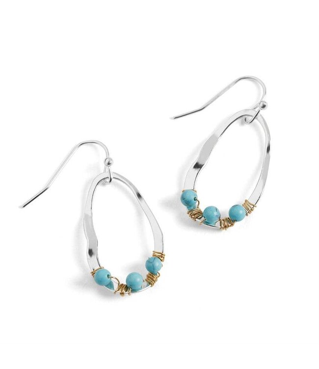 Wavy Turquoise Hoop Earrings