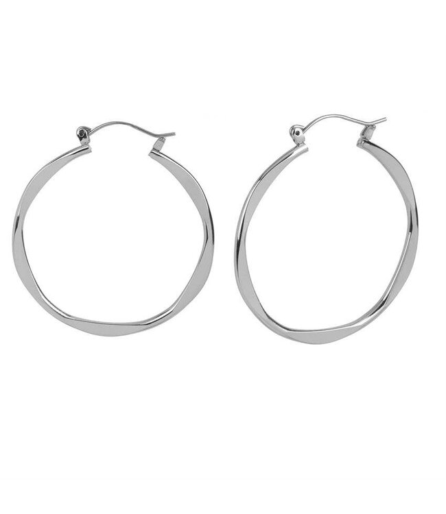 Whispers Silver Wavy Hoop Earrings