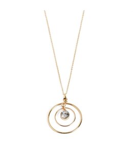 Whispers Gold Double Circle with Stone Necklace