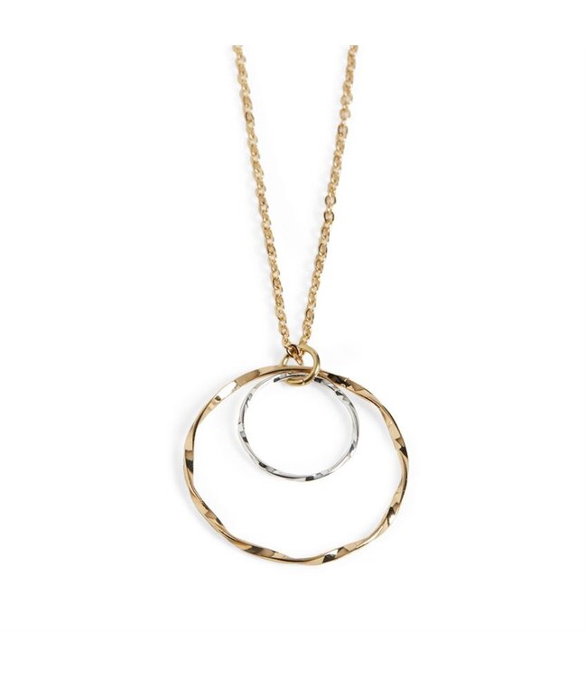 Whispers Wavy Double Hoop Necklace - Mixed Metal