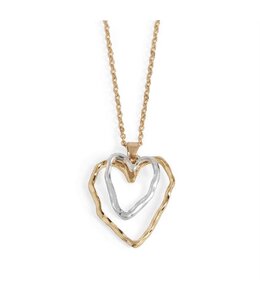 Whispers Mixed Metal Double Heart Necklace