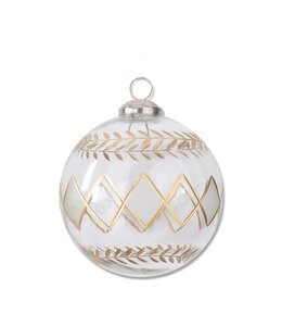 K&K Interiors Gold Gilded Diamond Etched Clear Glass Ornament