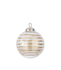 K&K Interiors Gold Gilded Stripe Etched Clear Glass Ornament