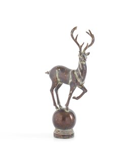 K&K Interiors Whitewashed Brown Resin Deer On Ball- Small