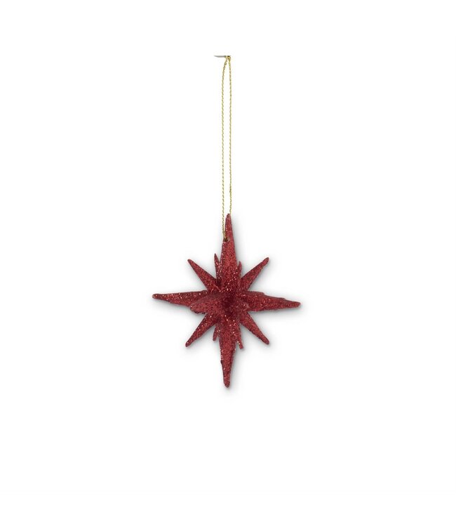 K&K Interiors Point Red Glittered Star Ornament