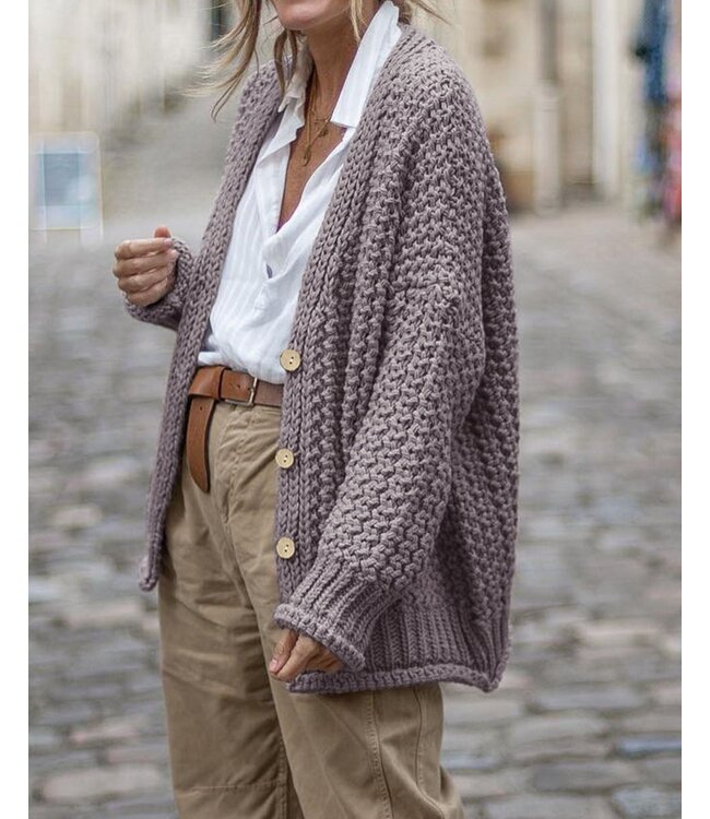 Vintage Chunky Button Oversized Cardigan