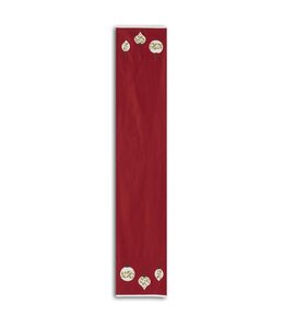 K&K Interiors Embroidered Ornaments Red Cotton Table Runner
