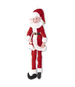 K&K Interiors 32 Inch Posable Elf in Red Santa Coat