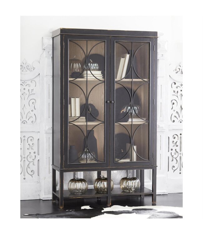 K&K Interiors Black Alder Wood & Glass Showcase