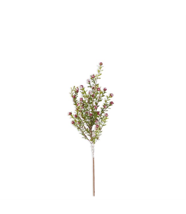 K&K Interiors Glittered Snowy Red Berry Leaf Bush