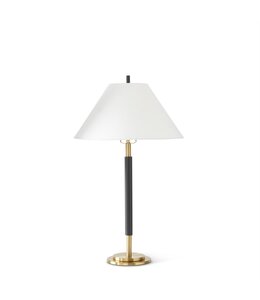 K&K Interiors Black & Anique Brass Metal Lamp With White Shade