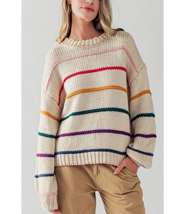 Urban Daizy Stacy Knitwear Multi Stripe Sweater