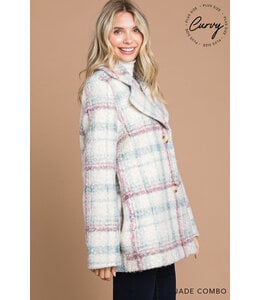 Women's Heavy Weight Brushed Plaid Tailored Jacket